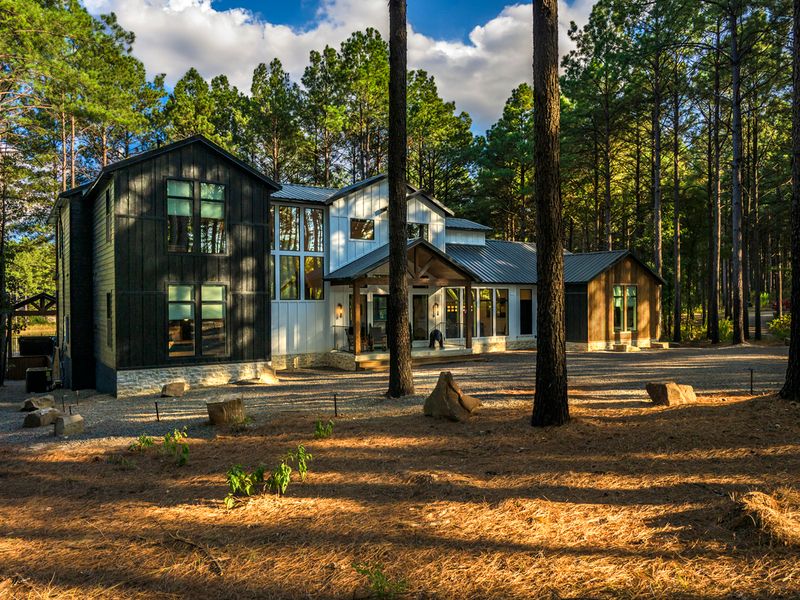 A stunning modern retreat nestled among the pines.