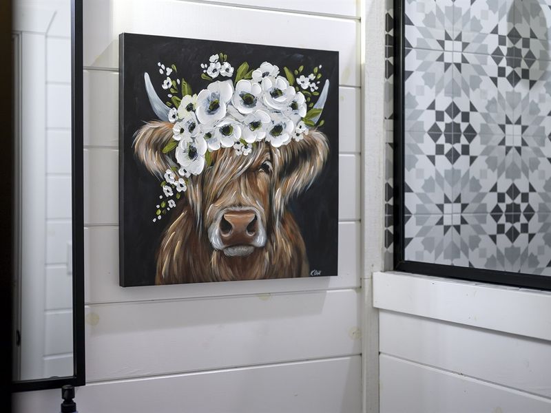Discover the rustic charm and modern whimsy captured in this unique piece.