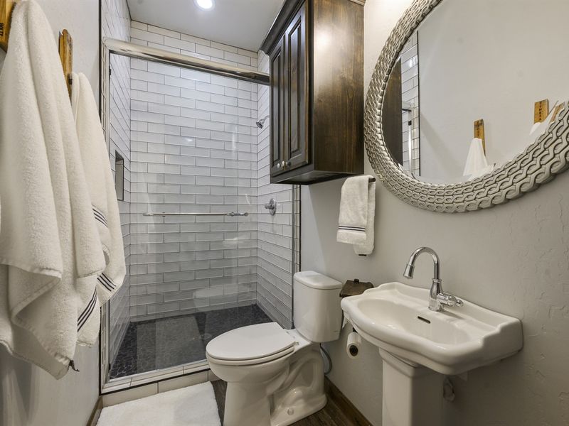 Guest bathroom with full shower