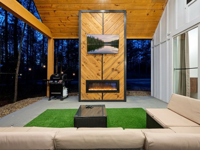 Gather around the fireplace for stories and s’mores