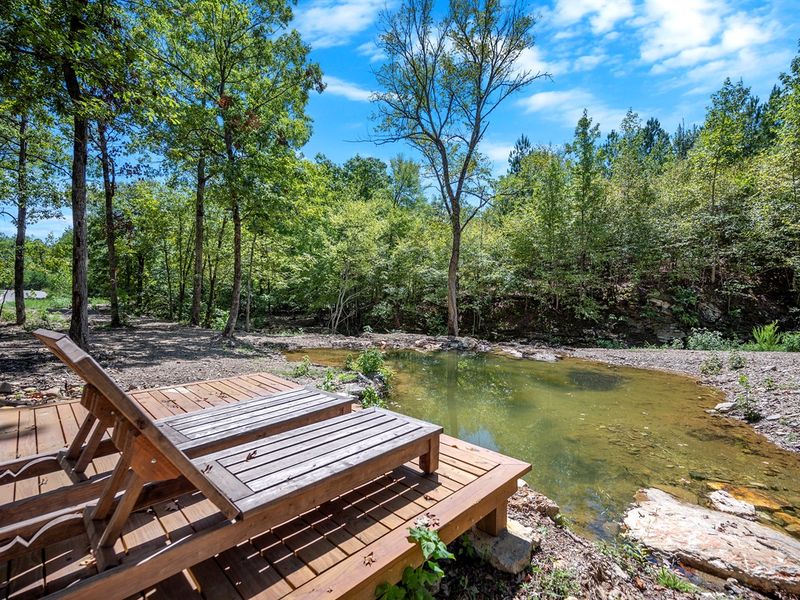 Private creekside mornings hit different. Please note the creek is seasonal and may be dry at times