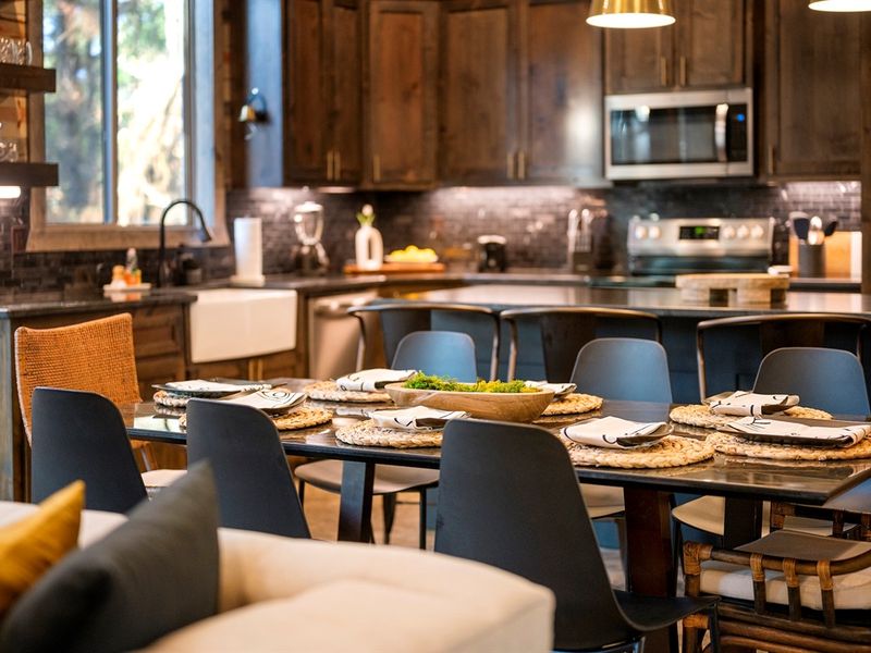 Share laughter and long dinners around the table with seating for eight.