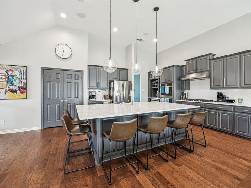 Bright, inviting space for family meals or casual snacks.