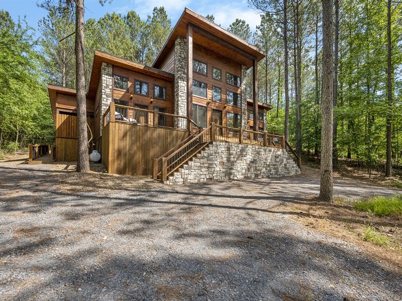 "Step onto the path to serenity that leads straight to our cabin's comforting doors."