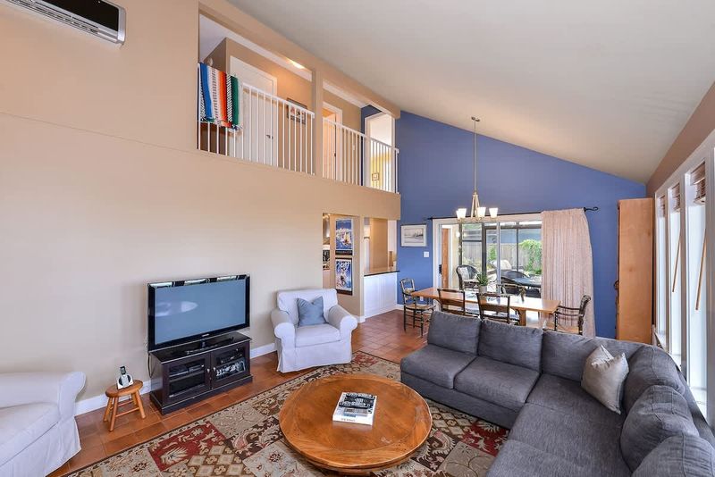 Living space with views of beach. 