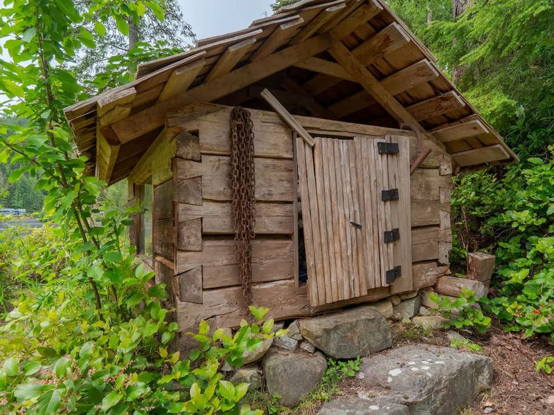 Old hand hewn log shed to admire on the property. 