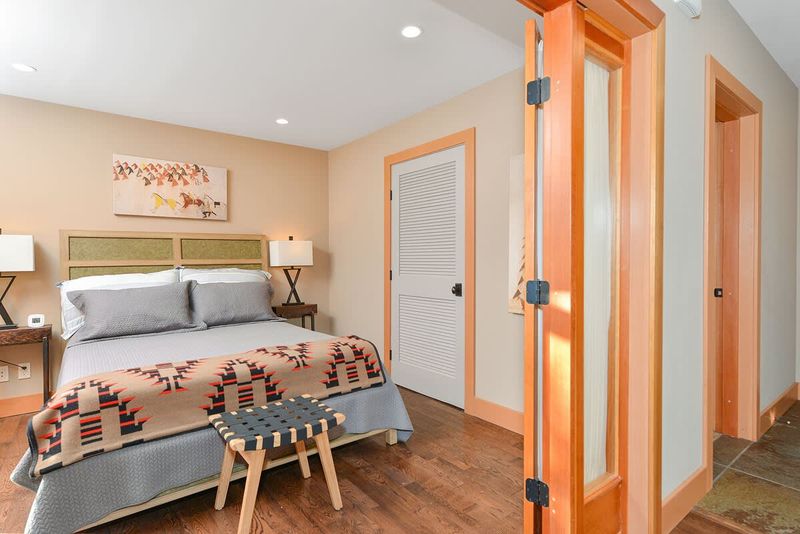 Primary bedroom with views.