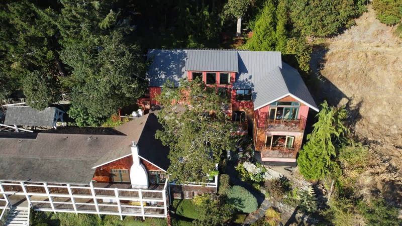 Flyover view of the tree house suites property.