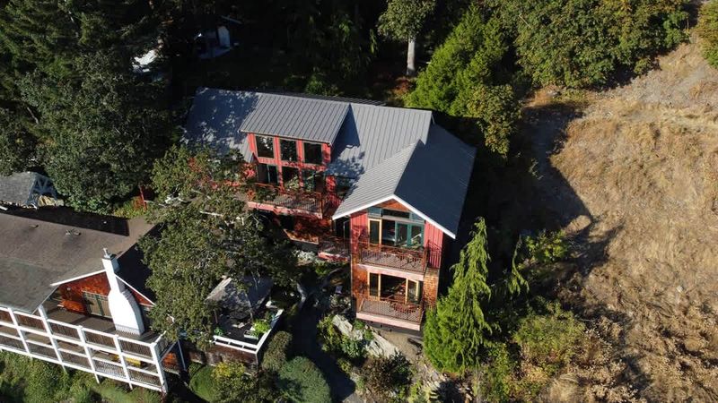 Flyover view of the tree house suites property.