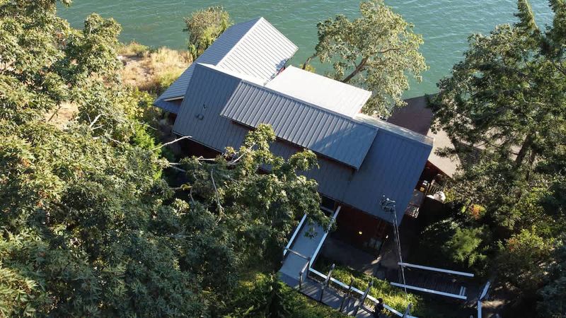 Sky view of the Tree House Suites Cowichan Bay.