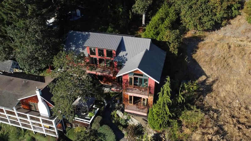 Sky view of the Tree House Suites Cowichan Bay.
