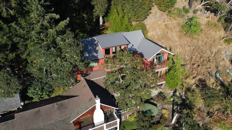 Sky view of the Tree House Suites Cowichan Bay.