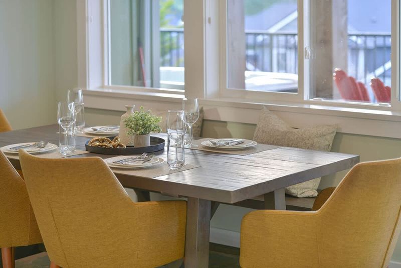 Lower level dining space with views.