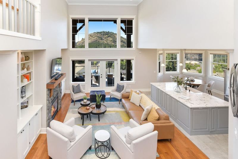 Open plan living room with spectacular views on the main floor.