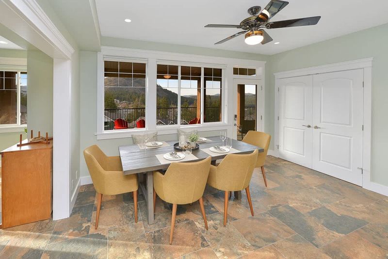 Lower level dining space with views.