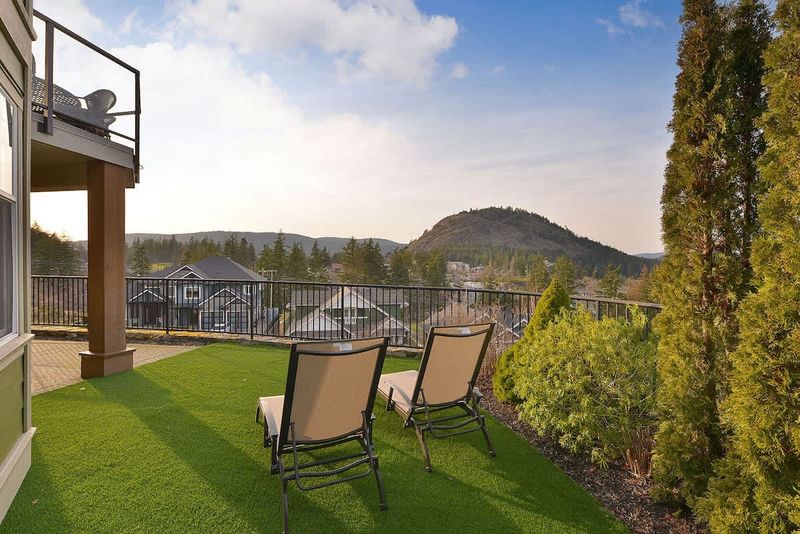 Incredible west facing views of Mount Finlayson and the Bear Mountain Resort.