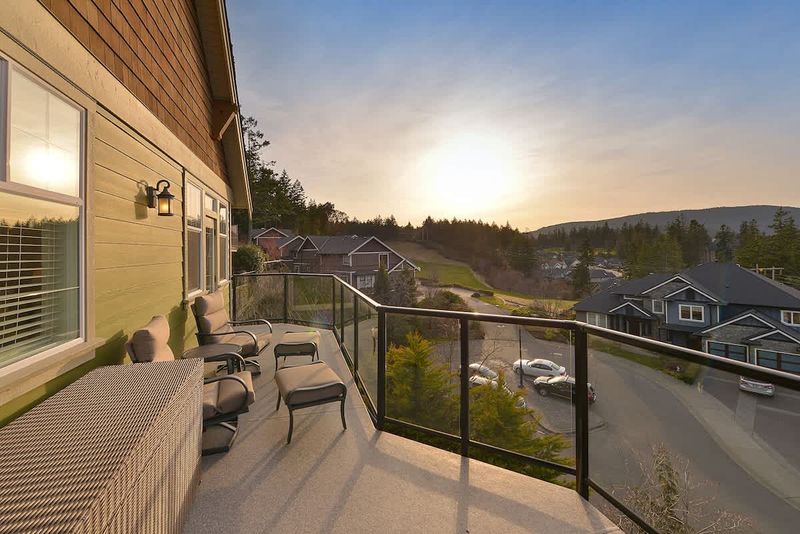 Main level decks with amazing views of the Bear Mountain Resort and Mount Finlayson.