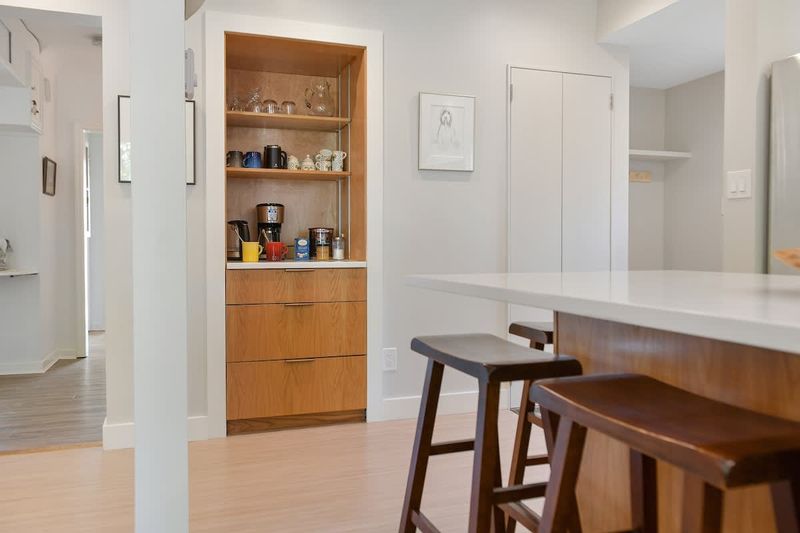 Dining table in the open plan kitchen space.