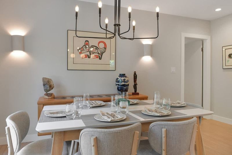Dining table in the open plan kitchen space.