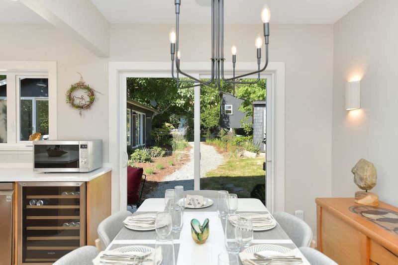 Dining table in the open plan kitchen space.