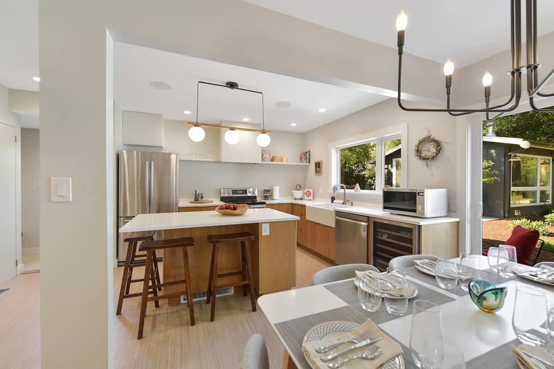Dining table in the open plan kitchen space.
