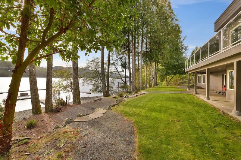 Large lakeside backyard.