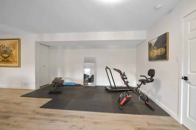 Ground level full rec-family room with workout space.