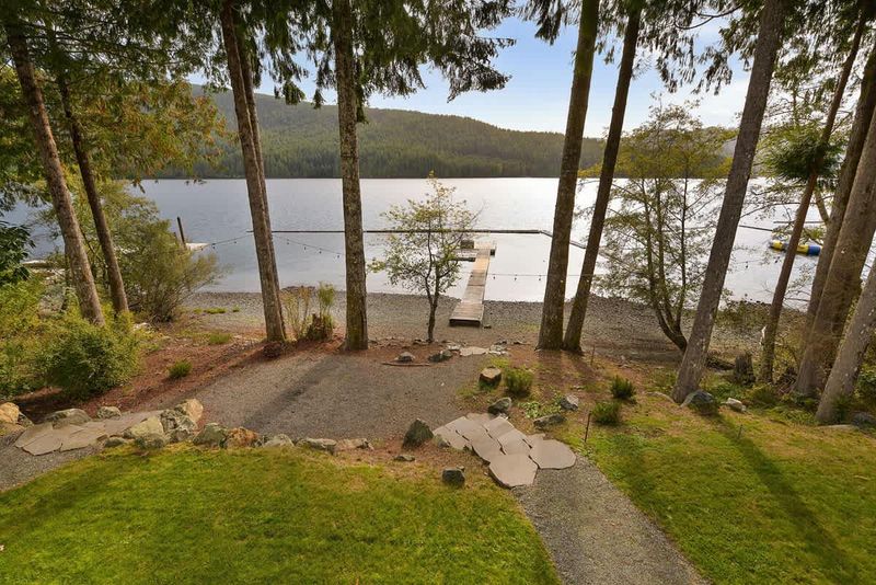 Large lakeside backyard.
