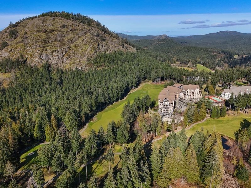 A sky view of the Finlayson Reach condominium development on Bear Mountain near Victoria BC.