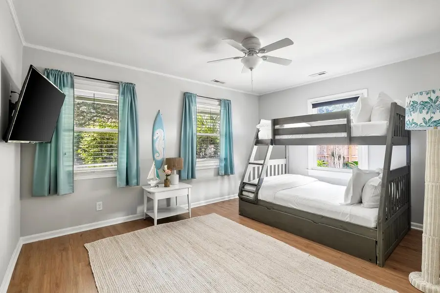 Bedroom 4: Full Bed + Twin Bed + Trundle Bed (Twin) + Ceiling Fan & TV