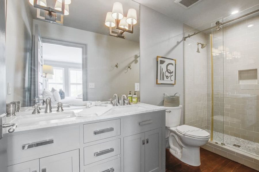 Bathroom #1: Walk In Shower with Double Vanity