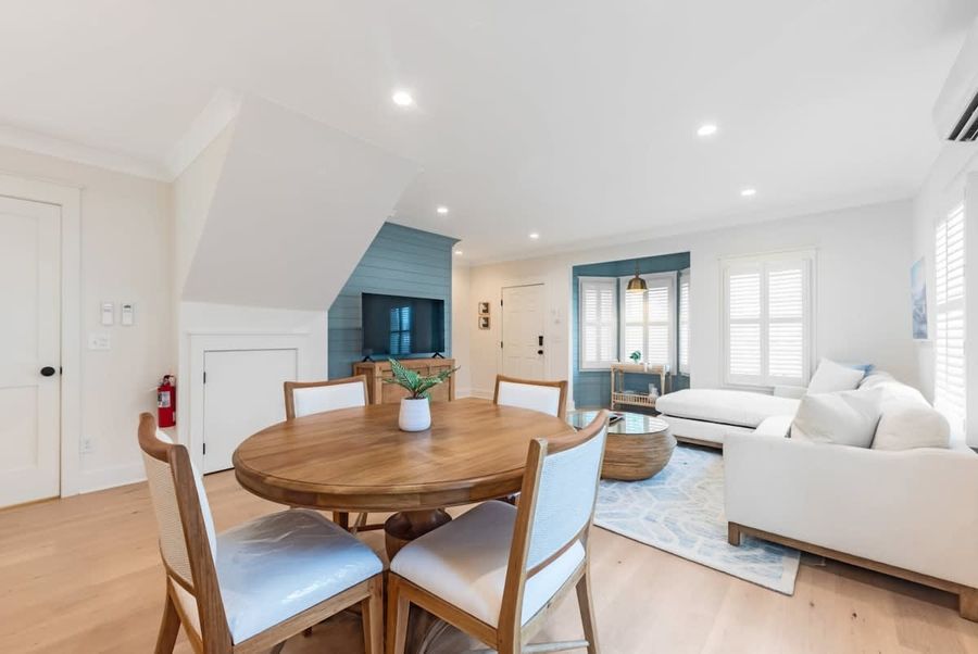 View of the dining and living area