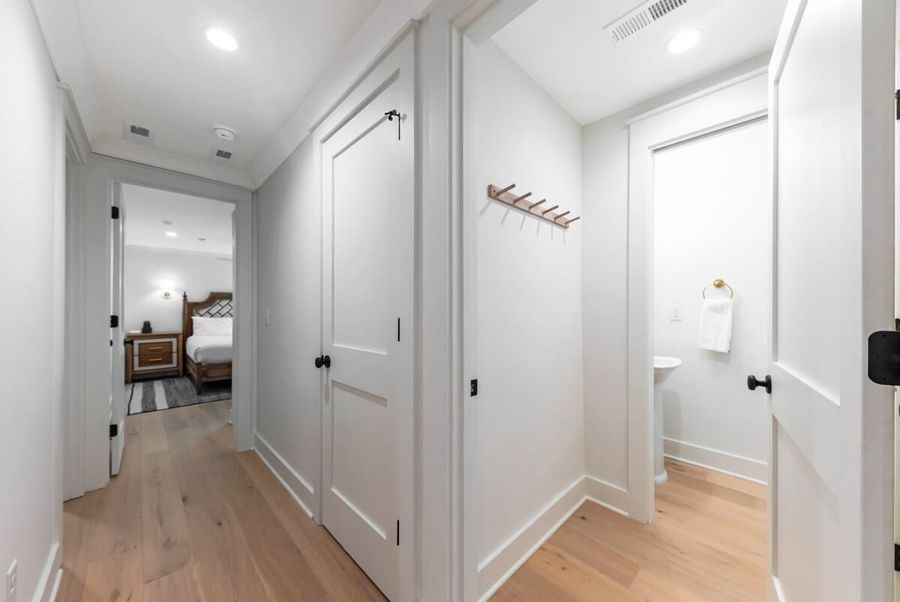 The convenient half bath is accessible from the living area.