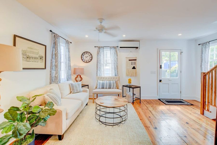 Spacious living room with seating 