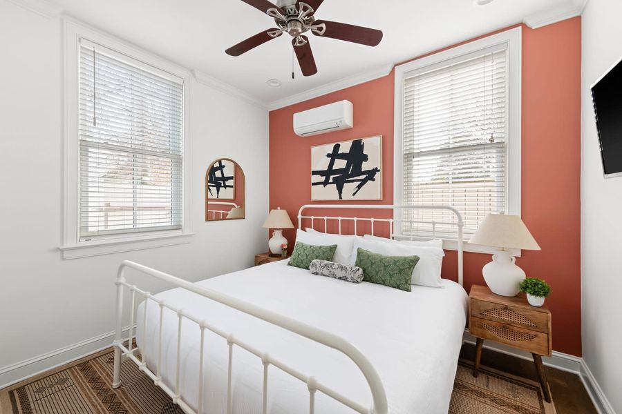 Bedroom #2: King Bed + TV + Ceiling Fan + En-suite Bathroom