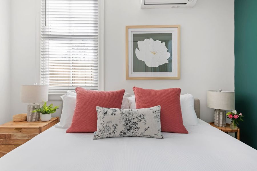 Bedroom #1: King Bed + TV + Ceiling Fan + En-suite Bathroom