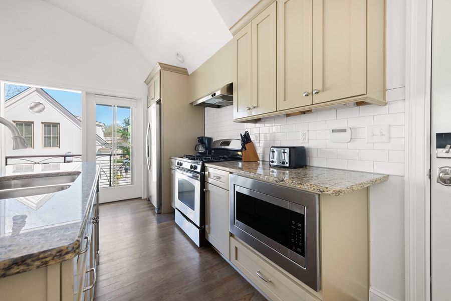 Fully stocked kitchen on second floor