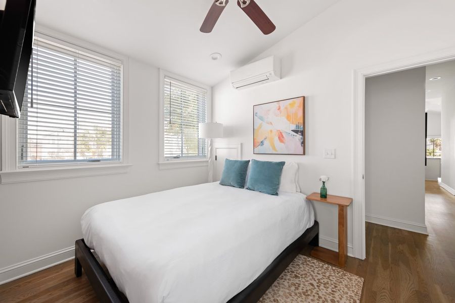 Bedroom #2: Queen Bed + TV + Ceiling Fan + En-suite Bathroom