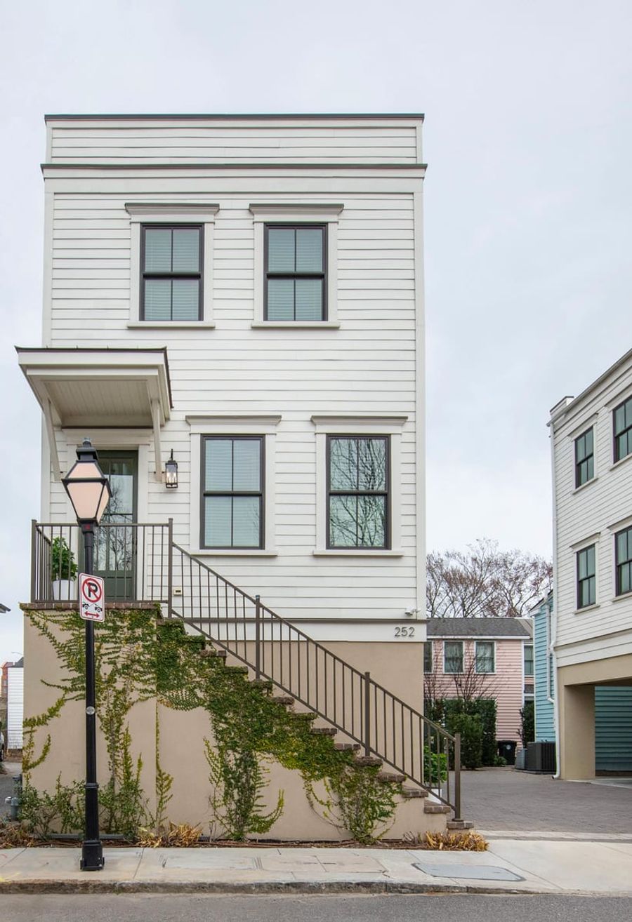 Exterior of the rental. This is a brand new build unlike the majority of Downtown Charleston rentals. Private parking directly underneath the home. 