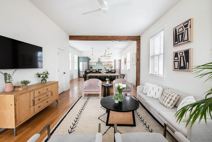 The living room allows for plenty of relaxation space for your group