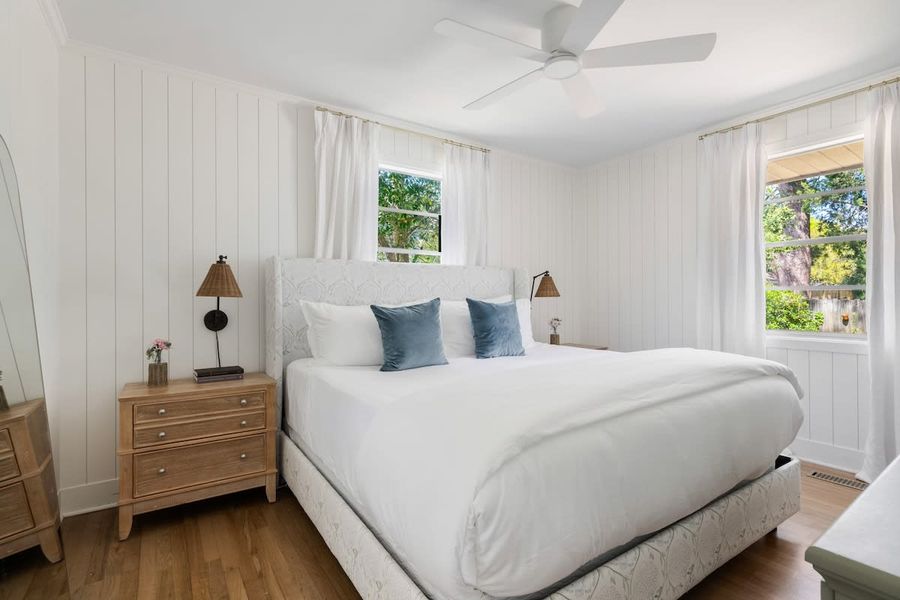 Bedroom #2: King Bed + Ceiling Fan + TV