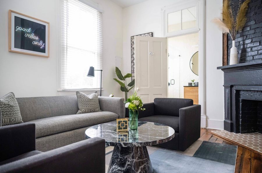 Unit C: Professionally designed living room space with a Sofa Bed