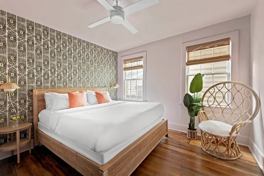 Bedroom #1: King Bed + Ceiling Fan + TV