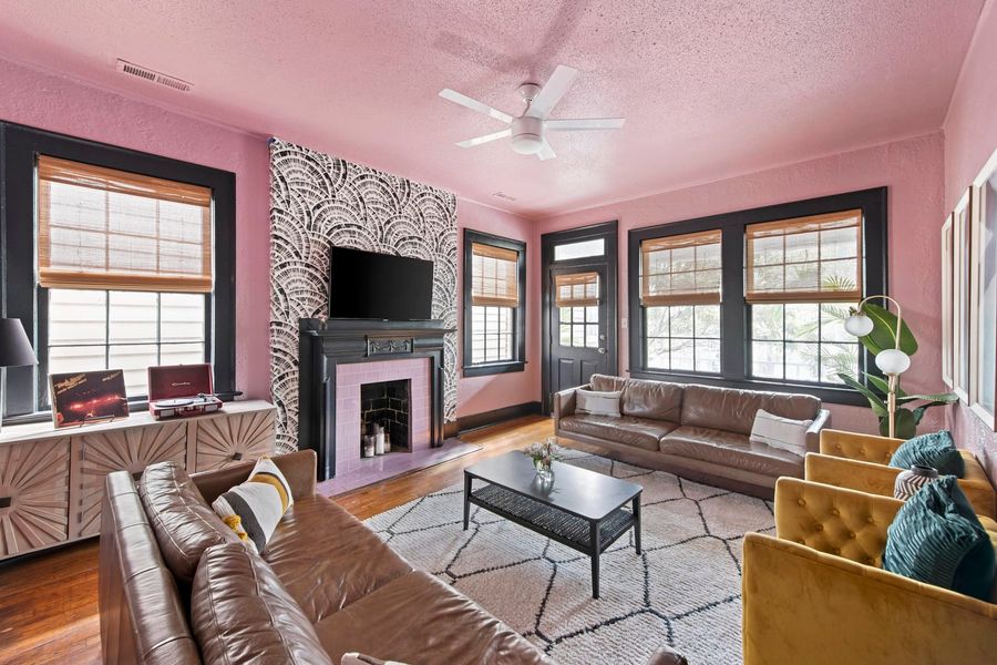 The living room allows for plenty of relaxation space for your group