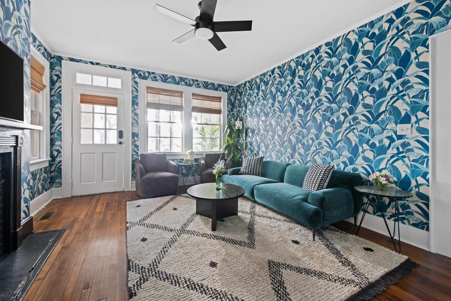 Professionally designed living room space with a Smart TV!