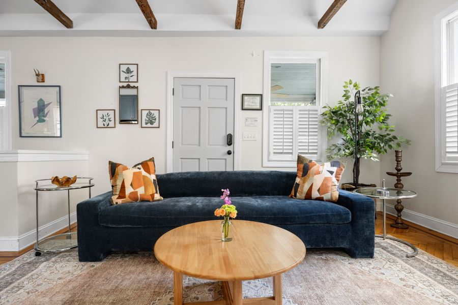 Professionally designed living room space with a Smart TV!