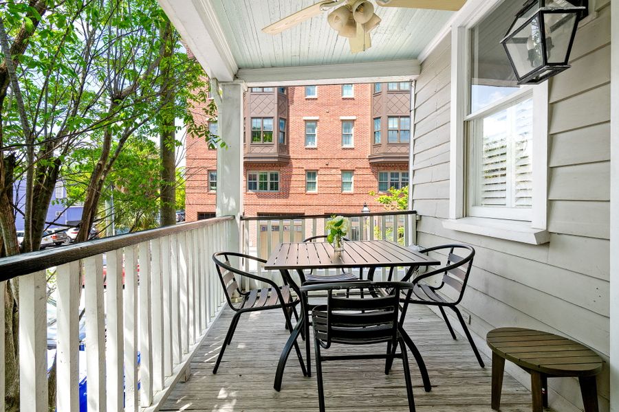 Plenty of room to relax on the private balcony for your group to use
