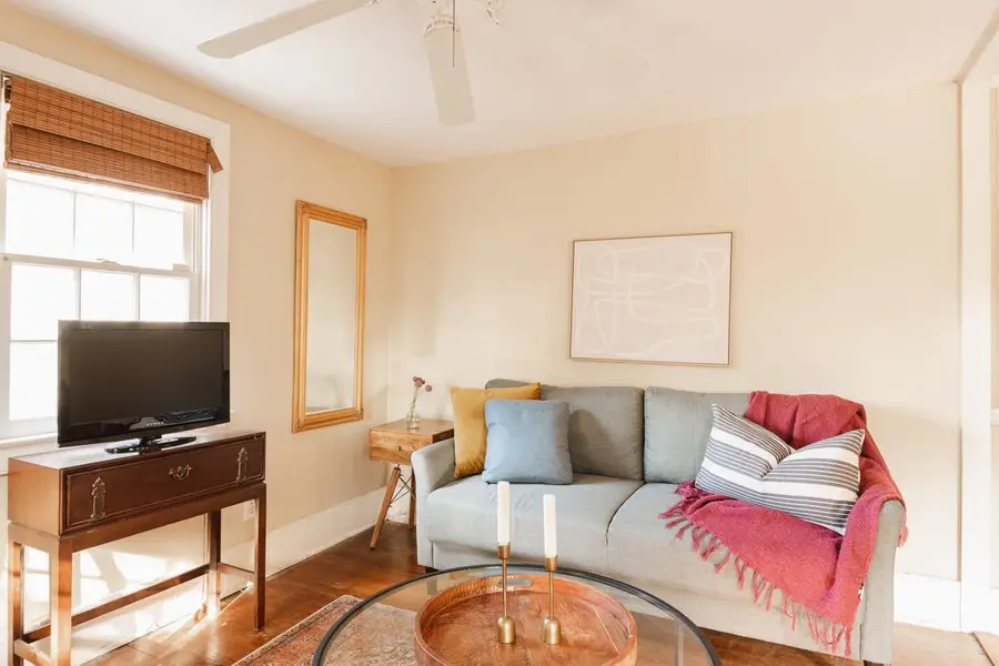 Living room space with a futon 