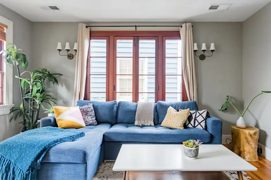 Living room space with a pullout sofa 