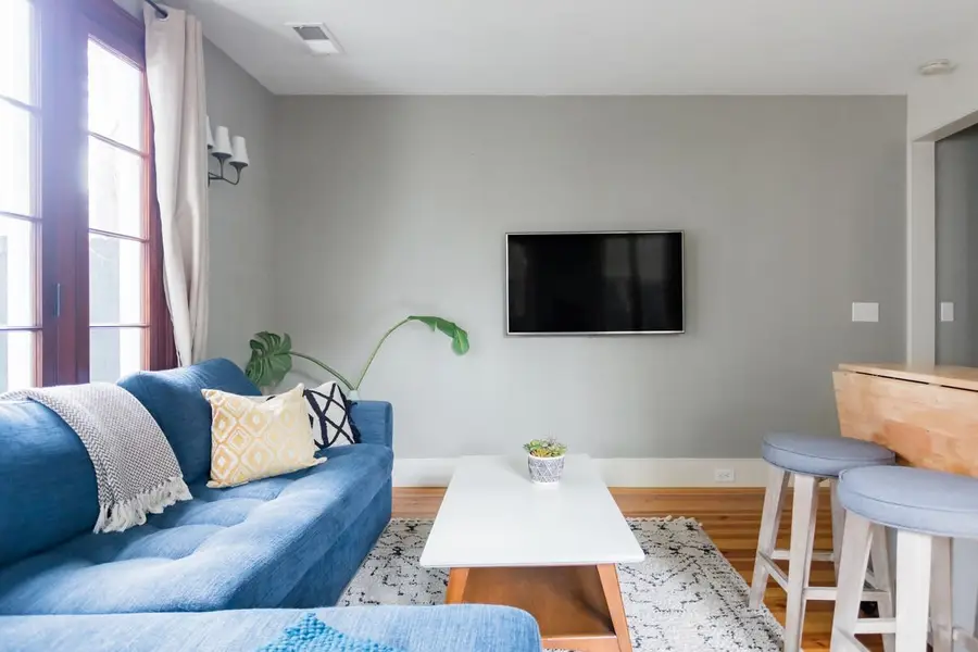 Living room space with a pullout sofa 